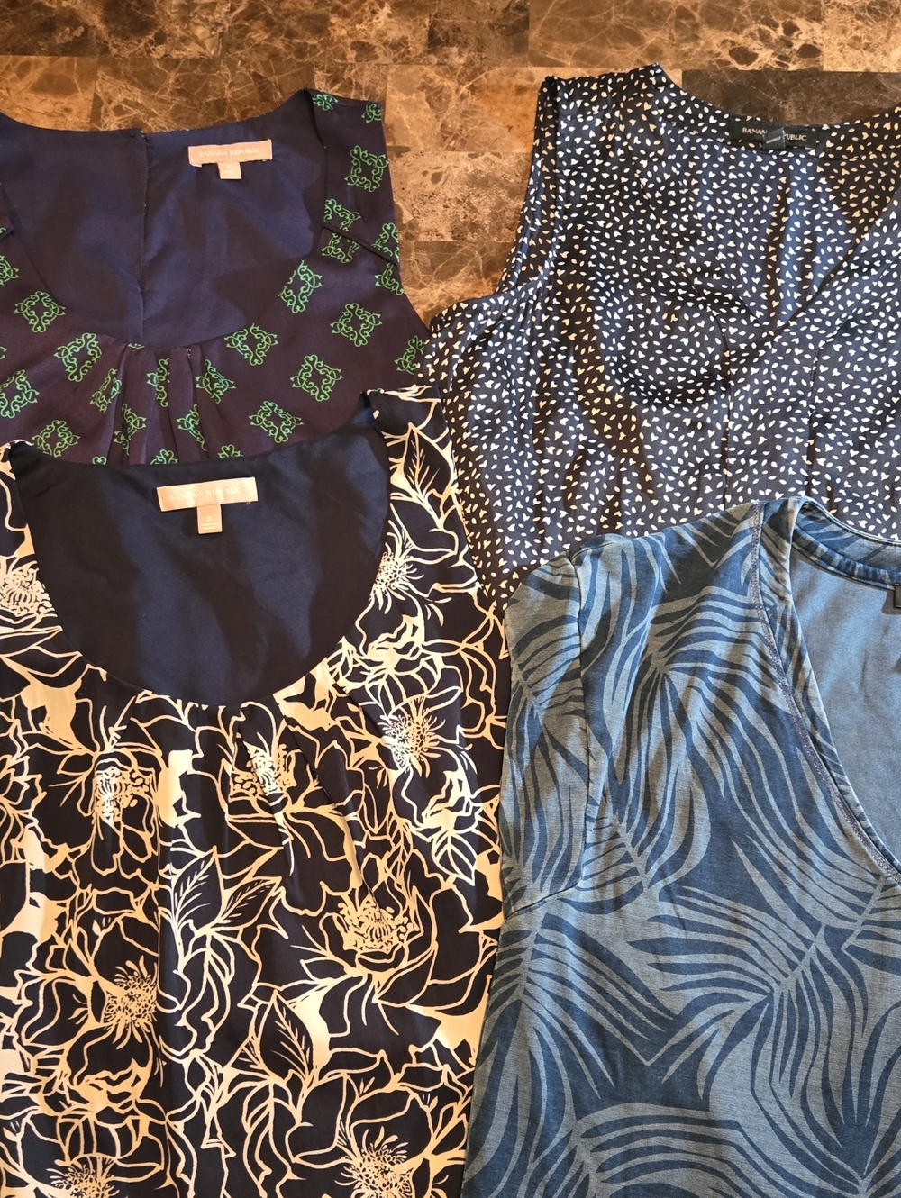 Three (3) Banana Republic Blue Sleeveless Tops One WHBM Top. Women's Size Small